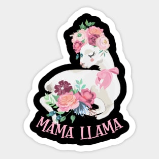 Mama Llama - Cute Alpaca Floral Sticker